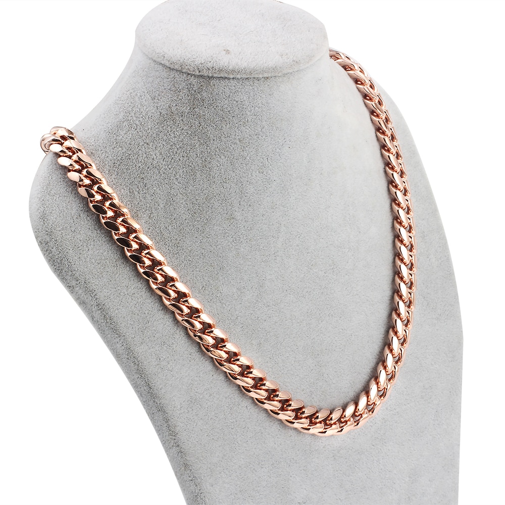 Men's Curb Cuban Necklace Chain Rose gold Stainless Steel Necklaces Accesories for Men women Punk Fashion Jewelry customiza