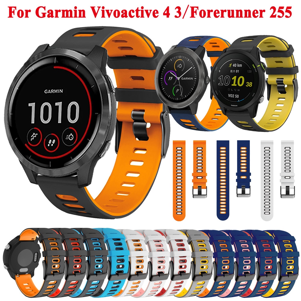 20 22mm Silicone Smart Watch Band Straps For Garmin Vivoactive 3/4 Wristband Forerunner 255 645 245 745 Venu 2 Plus SQ Bracelet