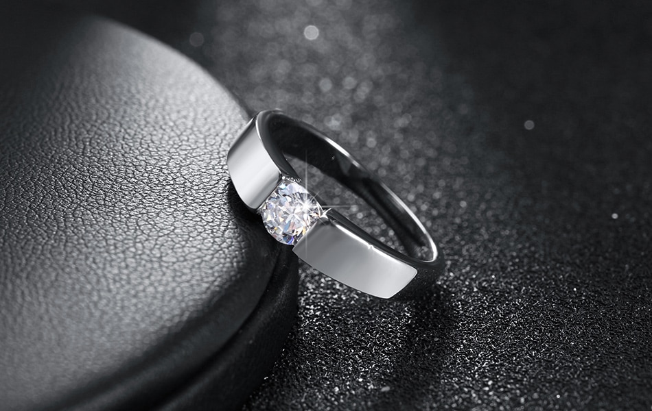 Fine 925 Sterling Silver Shining crystal Rings For woman Men's size 7/8/9 Fashion Party Gifts engagement wedding Jewelry