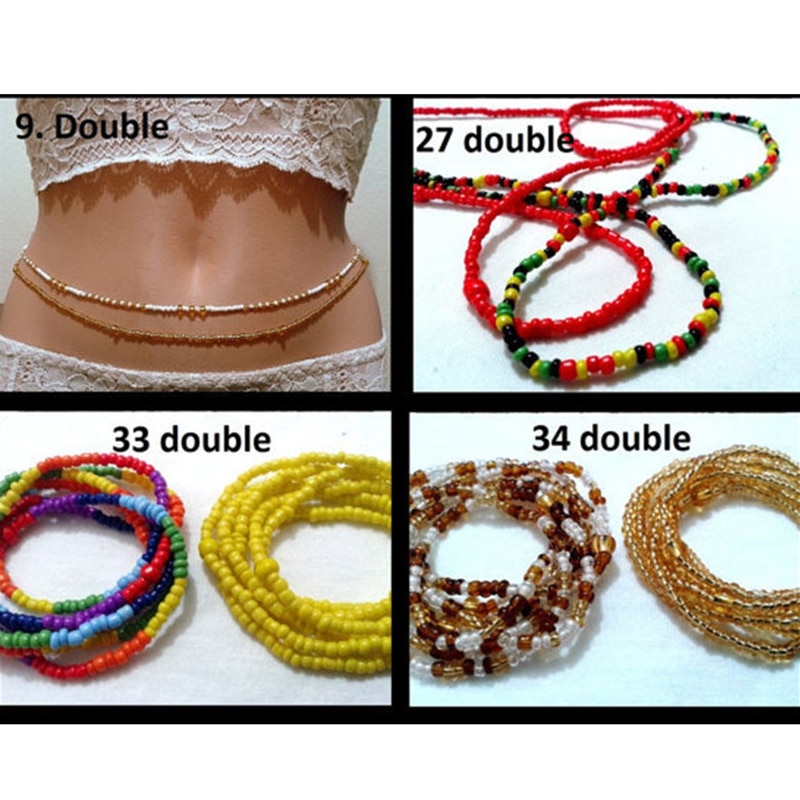 Donarsei 1pc Bohemia Sexy Elastic Bikini Beads Waist Chains For Women Summer Beach Handmade Coloful Belly Chains Waistbeads