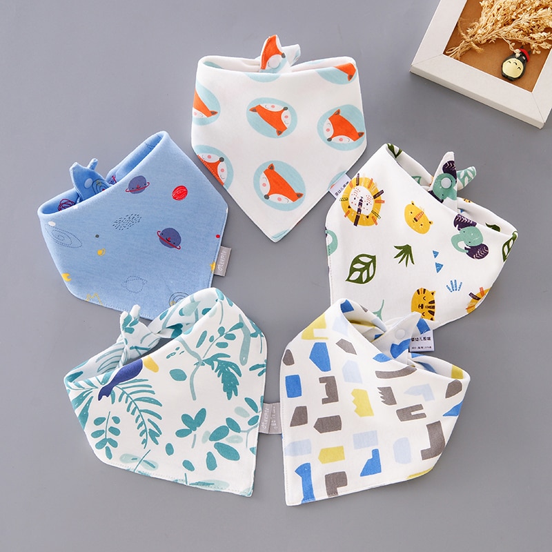 Baby Bandana Bibs Teething Bibs For Baby Girl & Boy, 5/Pack Unisex Organic And Super Adjustable Baby Bandana Drool Bibs
