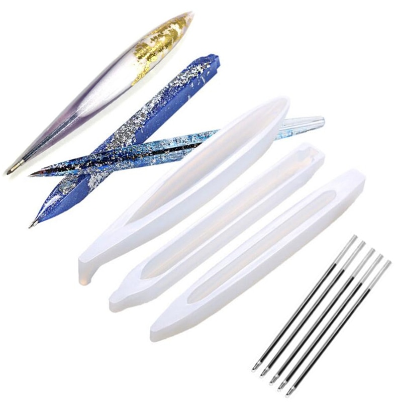 8PCS/SET Transparent Handmade Ballpoint Pen Silicone Mold UV Resin Epoxy Pen Holder Resin Casting Mold DIY Jewelry Making
