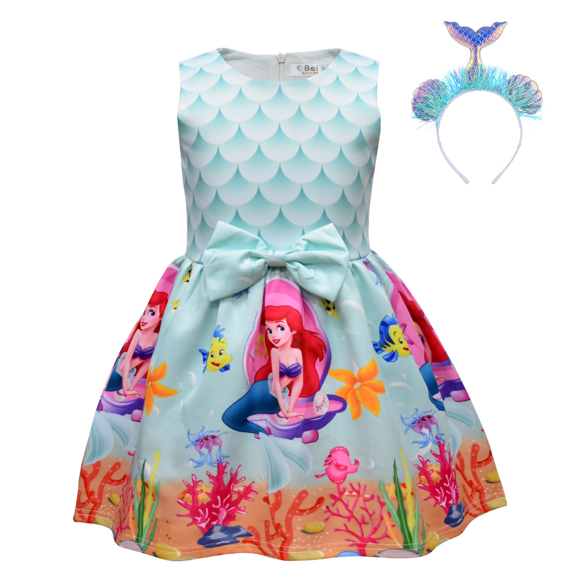 Hot Sale Girl Princess Dress Cute Cartoon-Mermaid Halloween Cosplay Costume Party Dress Children Clothing