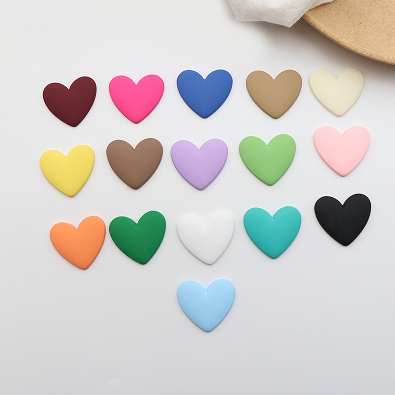 10 PCS 37x33mm Resin Heart Earring Hair Accessories For Jewelry Making DIY Phone Refrigerator Crafts Applique