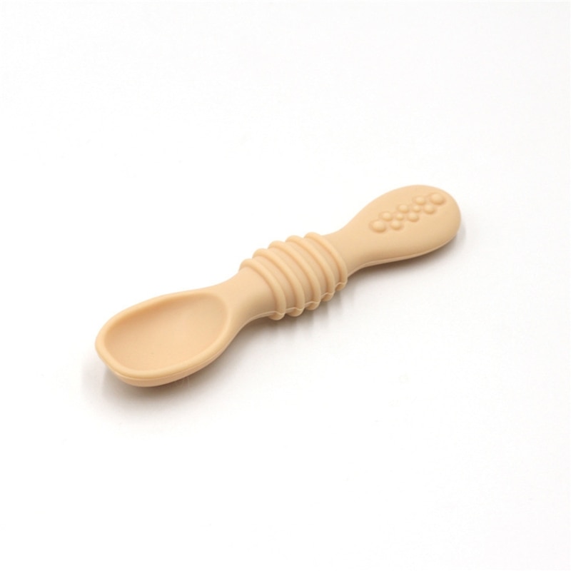 Baby Spoon Silicone Teether Toy Learning Feeding Scoop Newborn Training Utensils