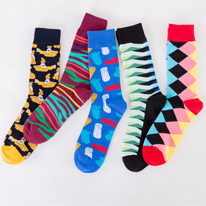 Men's socks new 2021 fashion Trend Breathable Floral Print Pattern Personality Colorful Submarine Design Men's Home We