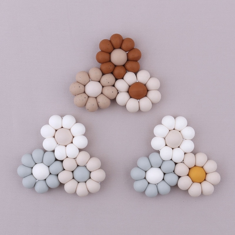 Food Grade Silicone Beads Baby Teether Flower Shape Newborn Molar Teething Toys Rodent Gum Pain Relief Teether for Baby Stuff