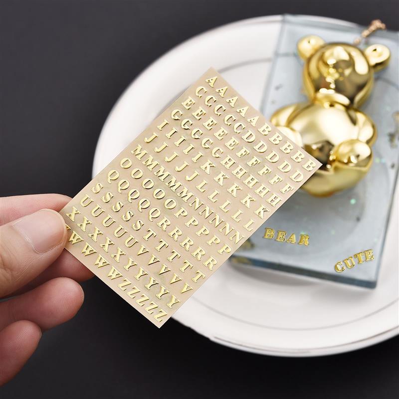 5Pcs 3mm Alphabet Letters Glitter Epoxy Resin Mold Decorative Stickers Gold Silver Letters Numbers UV Epoxy Resin Fillings
