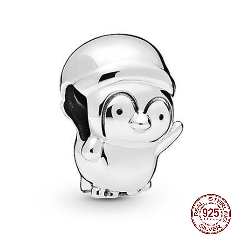 New 925 Sterling Cute Penguin Animal Charm Fit Original Pandora Charm Bracelets Necklace For Women DIY Jewelry