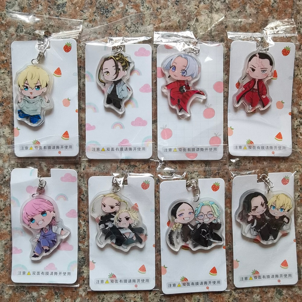 Anime KeychainsTokyo Revengers Cosplay Manjiro Ken Takemichi Hinata Atsushi Chibi Kawaii Bag Pendant Fans Collection Key Ring