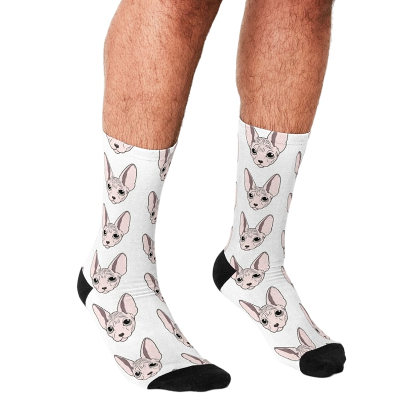 Funny Men socks Sphynx cat Avatar pattern Printed hip hop Men Happy Socks cute boys street style Crazy novelty Socks for men