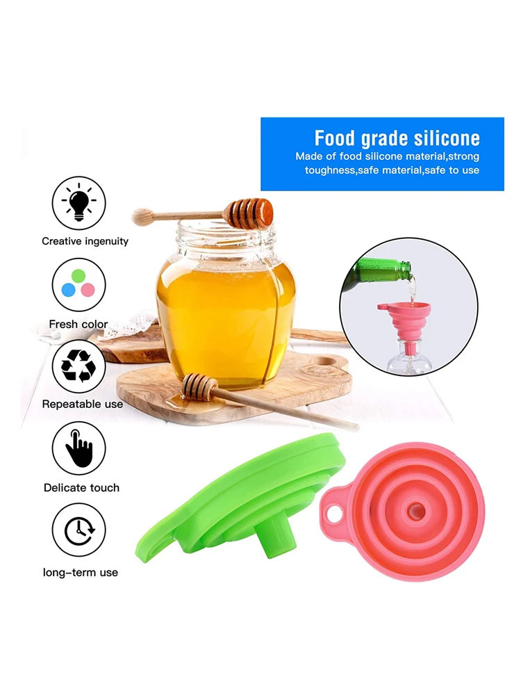 3 pc Silicone Collapsible Foldable Funnel  Household Kitchen Cooking Tools Portable Wine Mini