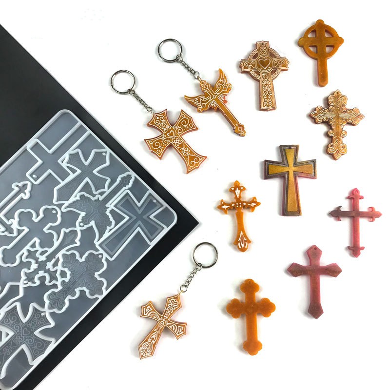 Halloween Cross Silicone Mold DIY Keychain Phone Pendant Decoration Mirror Crystal Epoxy Resin Mold For Jewelry Making