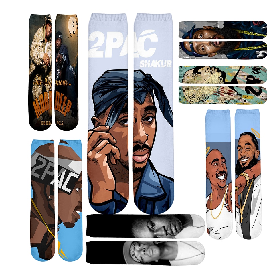 PLstar Cosmos Rapper Star Cartoon Harajuku Streetwear Long Sock Funny 3DPrinted Man/Woman Unique Casual Socks Dropshipping R-1