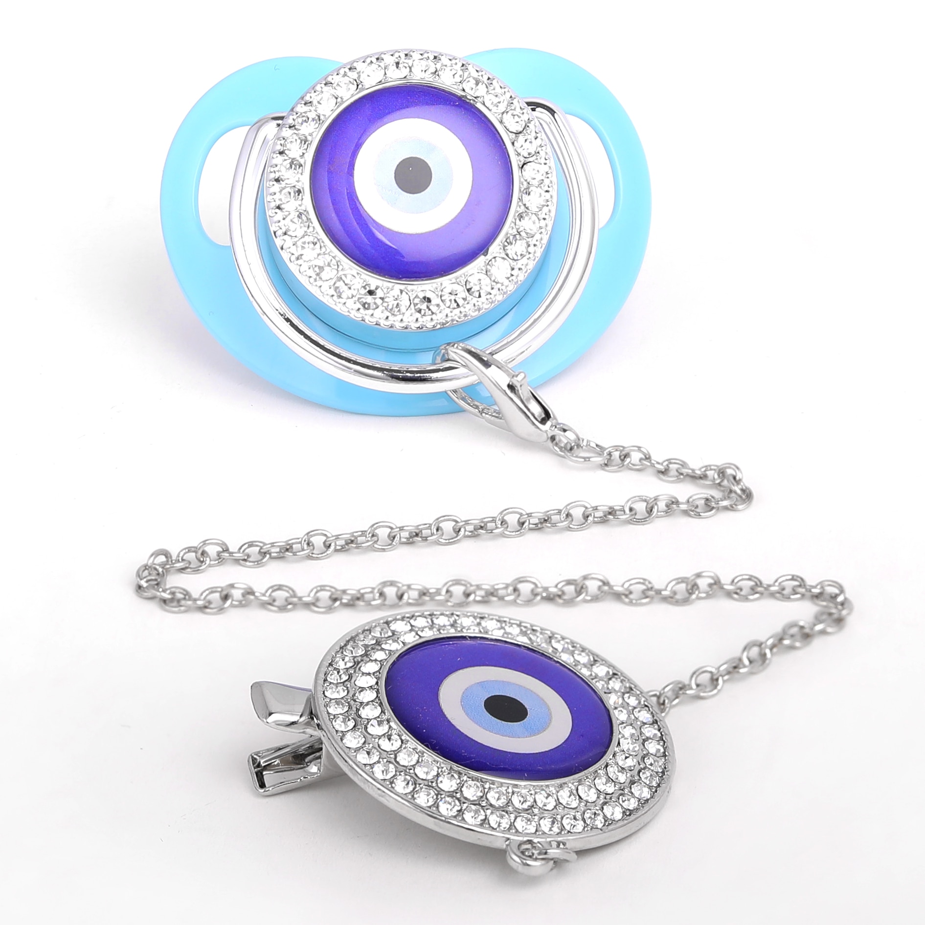 Silicone Pacifier Bling Fashion Evil Eyes Baby Pacifier Clip BPA Free Infant Nipple Shower Gift Newborn Dummy Soother chupetes