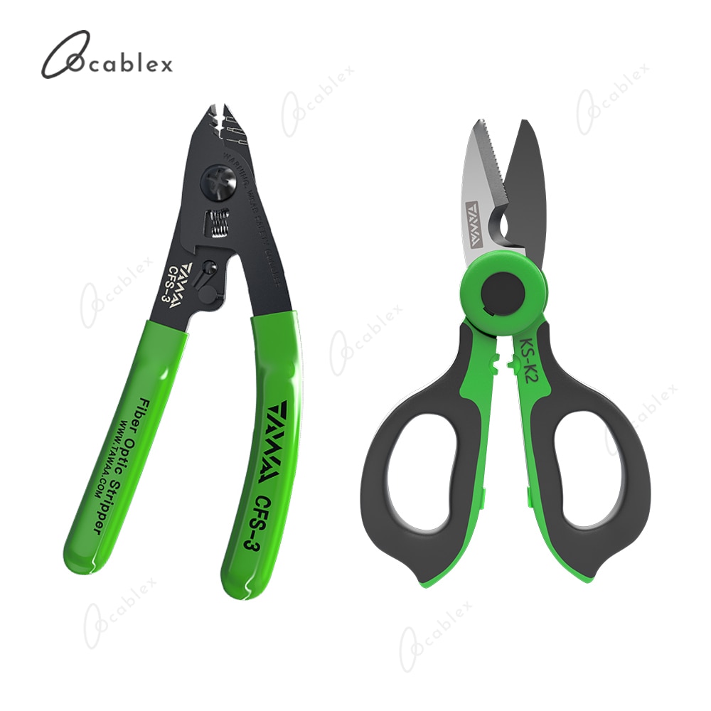 Handheld TAWAA KS-K2 Fiber Optic Kevlar Scissors Fiber Optic Kevalr Cutter Stainless Steel Scissors with 3 Holes Fiber Stripper