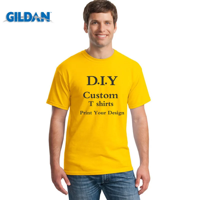 GILDAN Customized Printed T shirt Men 100% Cotton Harajuku Top DIY Your Like Photo or Logo T-shirt
