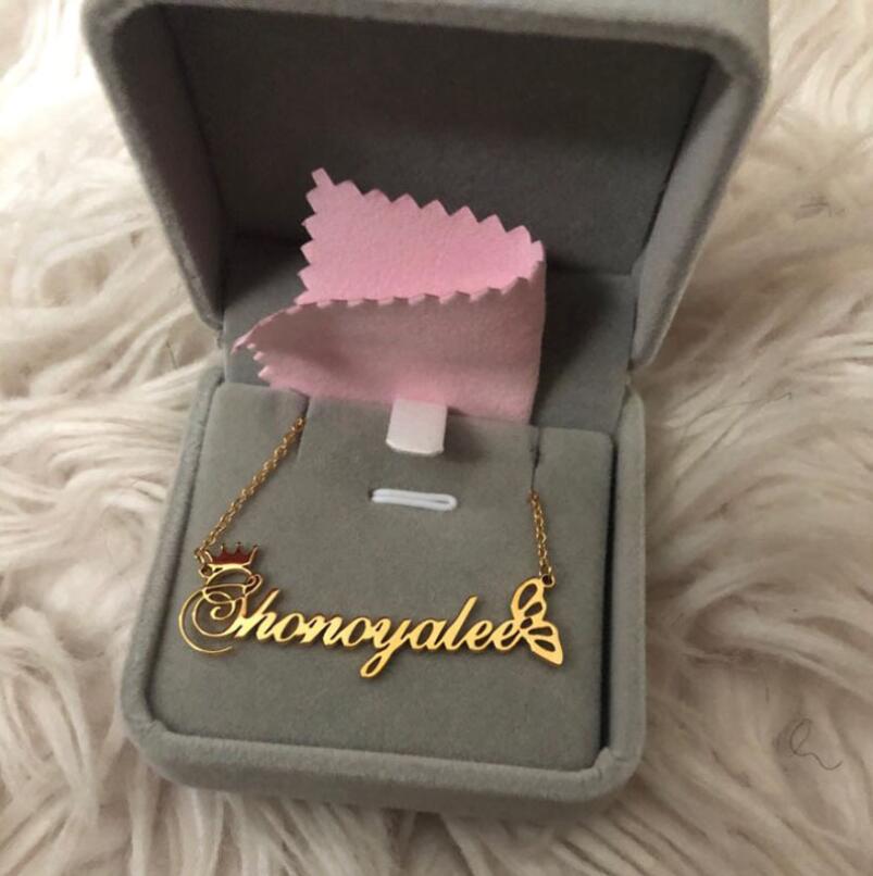 Custom Name Crown Nameplate Necklace For Women Personalized Stainless Steel Chain Wing Customized Jewelry Gift Good Quality