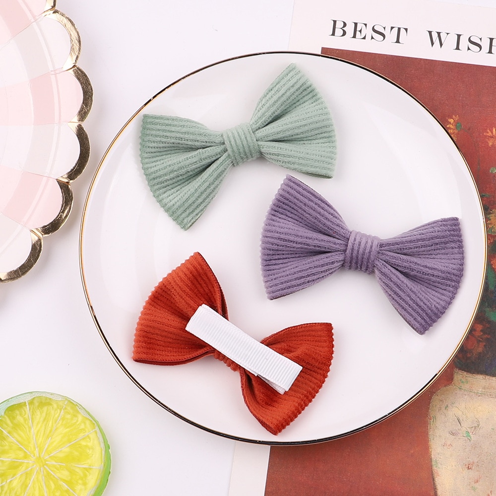 1 PCS Fashion Princess Bangs Barrettes Solid Color Handmade Bowknot Infant Hairpins Sweet Hair Accessories Christmas Decoration