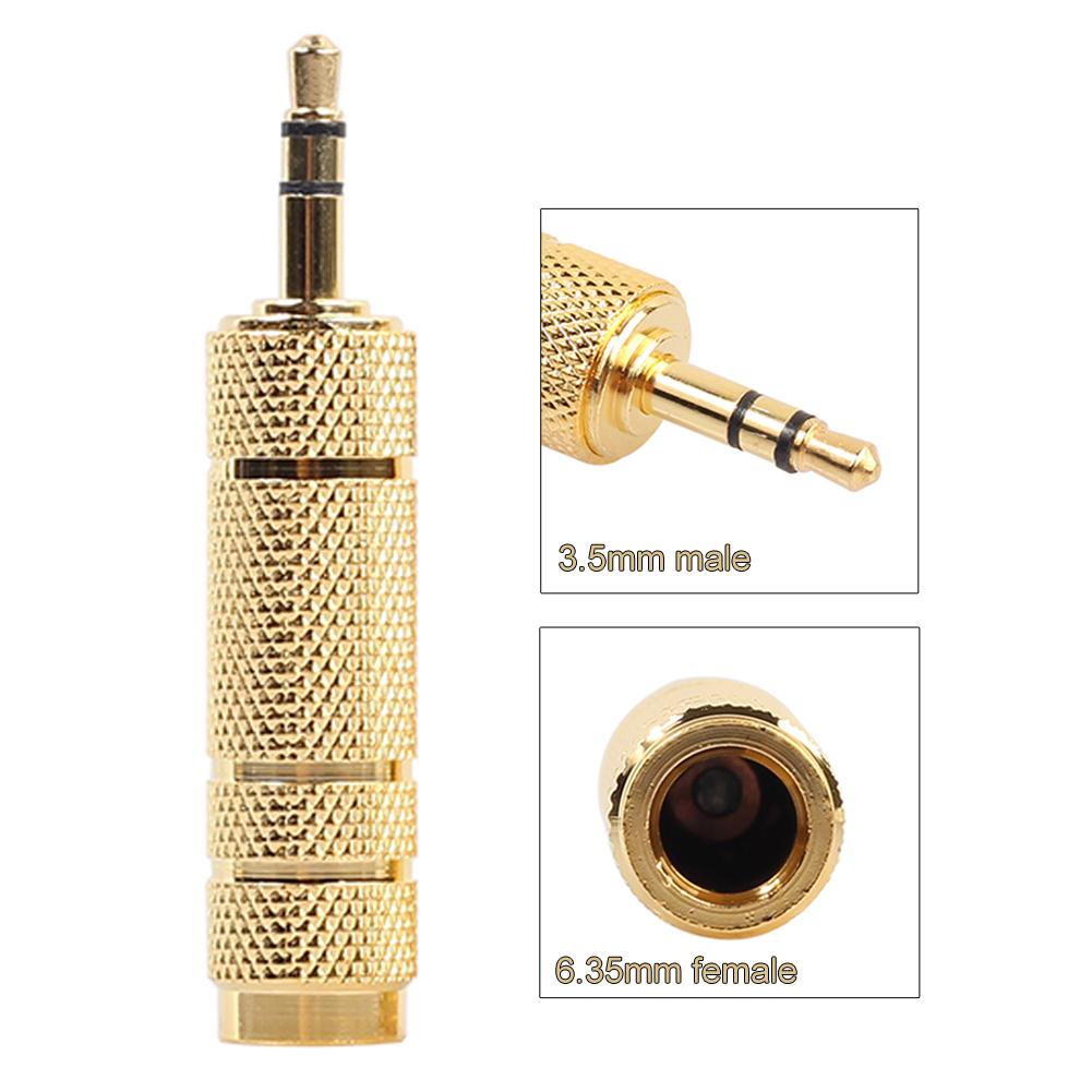 Microphone 6.35 mm Female to 3.5 mm Male to Female Audio Connector Adapter Plug