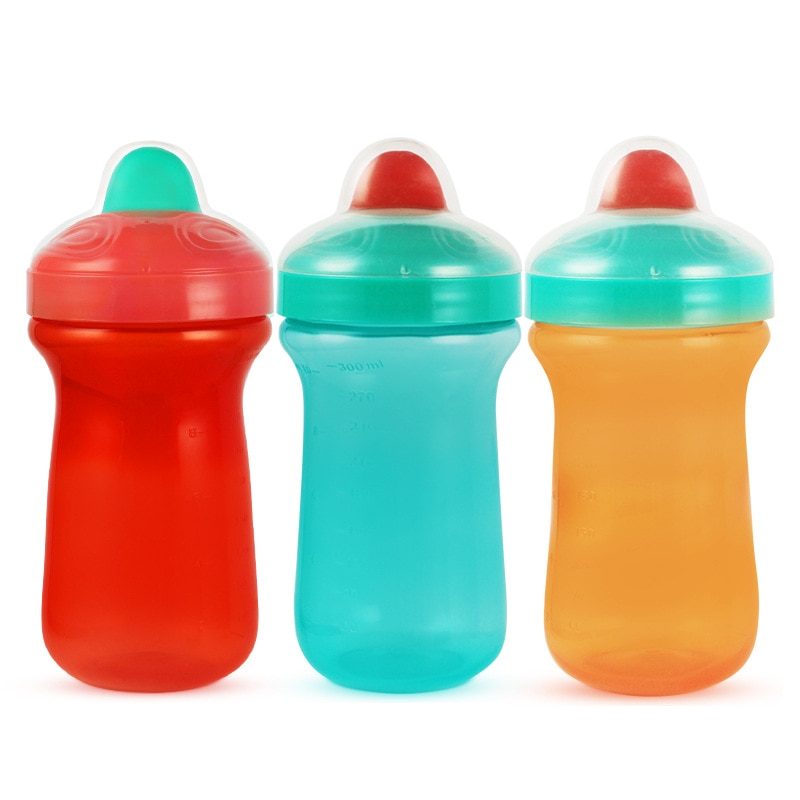 300ml Cute Baby Bottles Eco-friendly PP Children Learn Feeding Drinking Water Bottle Kid cups