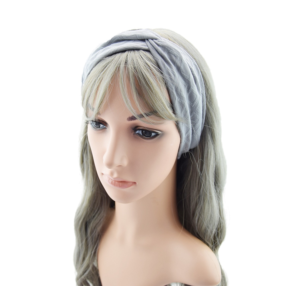 9*22 CM Women Fashion Geometric Pattern Sports Headband Solid Color Cross Knotted Elastic Yoga Hairband Clothing Decoration