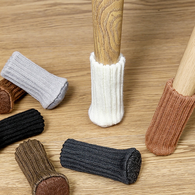4Pcs Knitted Chair Leg Socks Furniture Table Feet Leg Floor Protectors Covers Table Legs Chair Foot Socks Non-Slip Sock
