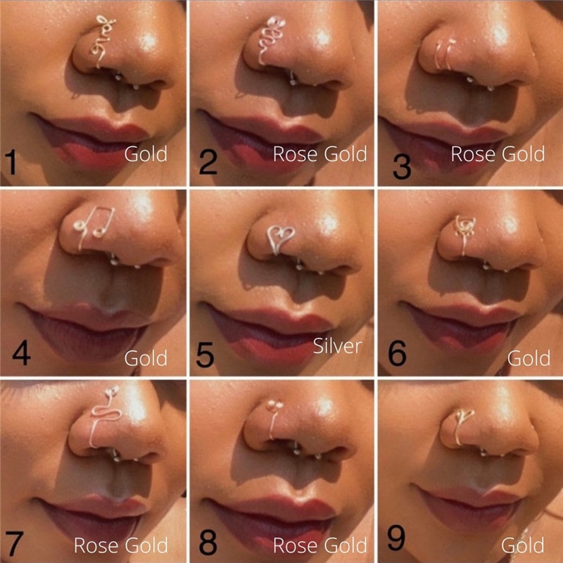 Stainless Steel Spiral Fake Nose Ring Cuff Non Piercing Nose Ring Clip On Fake Nose Piercing Jewelry Ear Cuff Earring Women