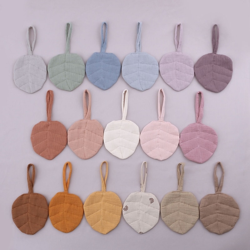 Baby Pacifier Clip Chain Pendant, Soft Cotton Leaf-shape Soother Holder Decor Dummy Nipple Hanging Ornament for Newborn G99C