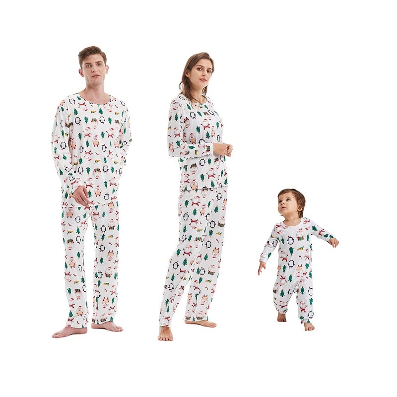2022 XMAS Family Matching Pajamas Set Mother Daughter Father Son Family Sleepwear Santa Claus Penguin Christmas Tree Top+Pants