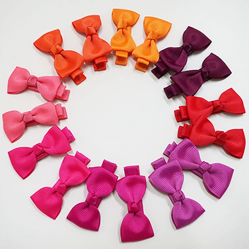 4pcs/lot 2.2 Inches Toddler Solid Color Ribbon Bows Bangs Barrettes Fashion Handmade Bowknot Baby Hairpins Kids Hair Accessories
