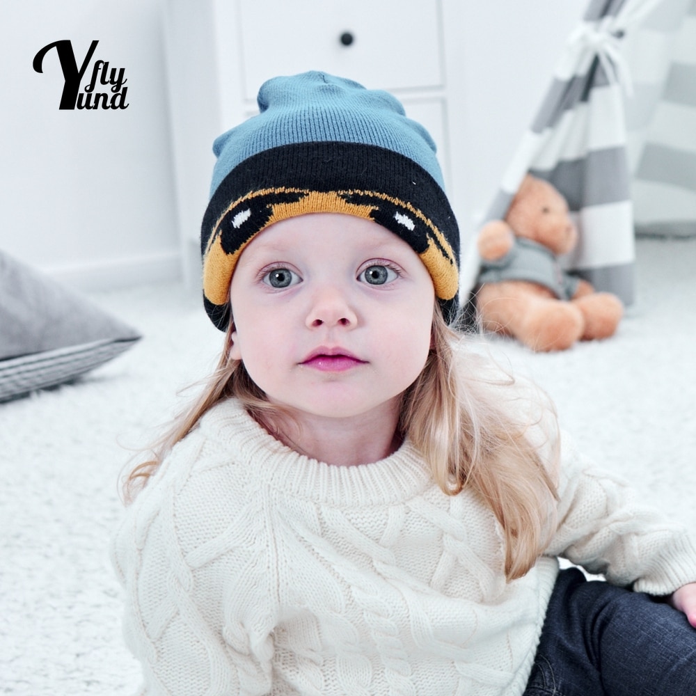 Yundfly 1 PCS Autumn and Winter Soft Warm Knitting Wool Caps Fashion Cartoon Pattern Infant Hats Newborn Headwear Photo Props