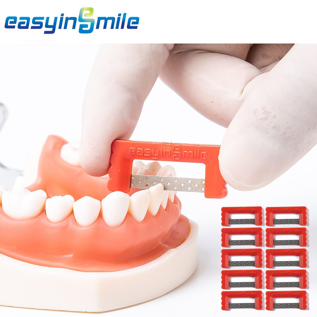 10 Pcs/Pack Orthodontic Interproximal Reduction Strips Dental Lab Clinic Polishing Double-sided Diamond Coated Thickness 0.2 MM