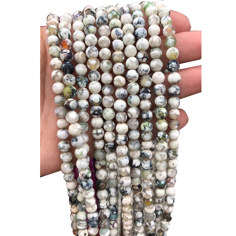 New 2021 6m Natural White Turquoise Agates Stone Striped Round Loose Beads Accessories DIY Charms Bracelet Necklace 15'&apo
