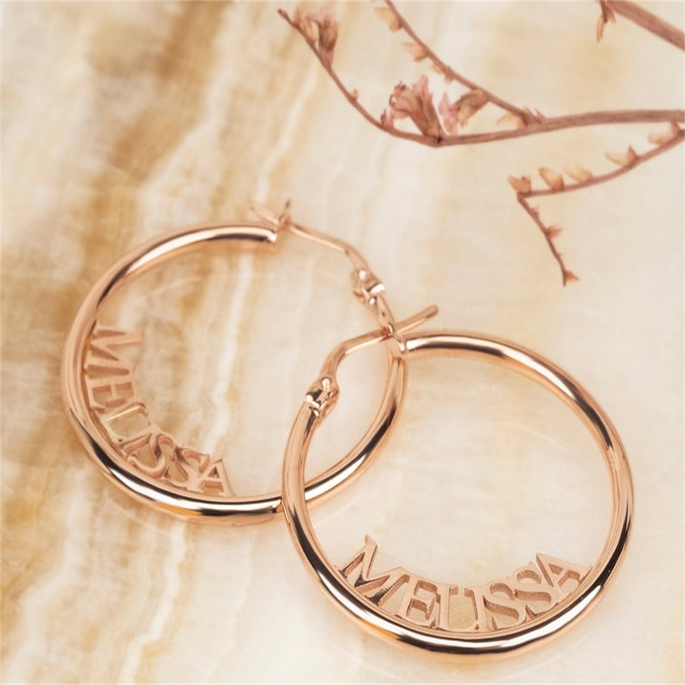 Customized Name Round Earrings Fashion Personalized Women's Jewelry Gifts