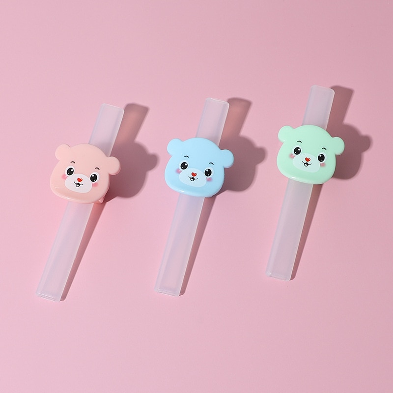 Baby silicone straws can be reused, baby complementary food feeding accessories with buckle can be bent