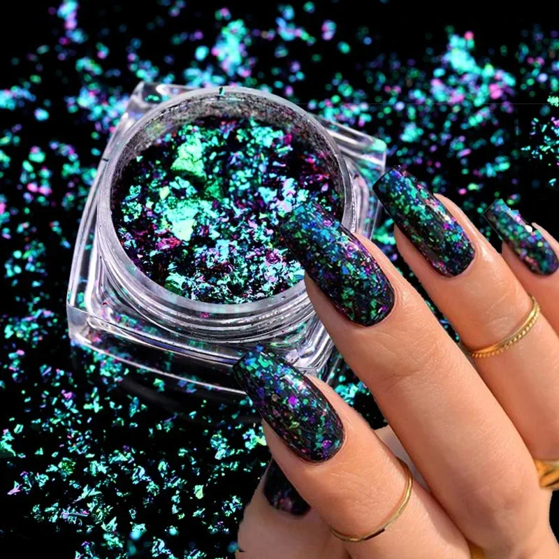 1 Box Chameleon Nail Flakes Irregular Aluminum Foil UV Gel Polish Nail Sequins Palliette Manicures