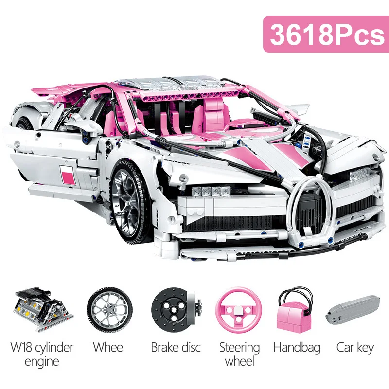 Technical Expert 3618Pcs Famous Racing Car Model Building Blocks 20086 42083 City Speed Vehicle MOC