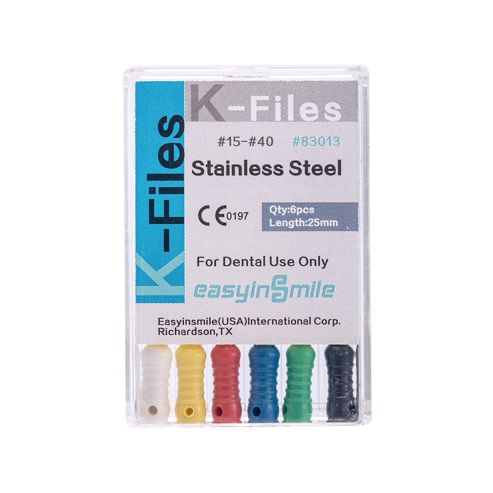 6 Files/Pack Dental Endodonitc K-File 25MM Stainless Steel Hand Use Root Canal Treat Flexible EASYINSMILE
