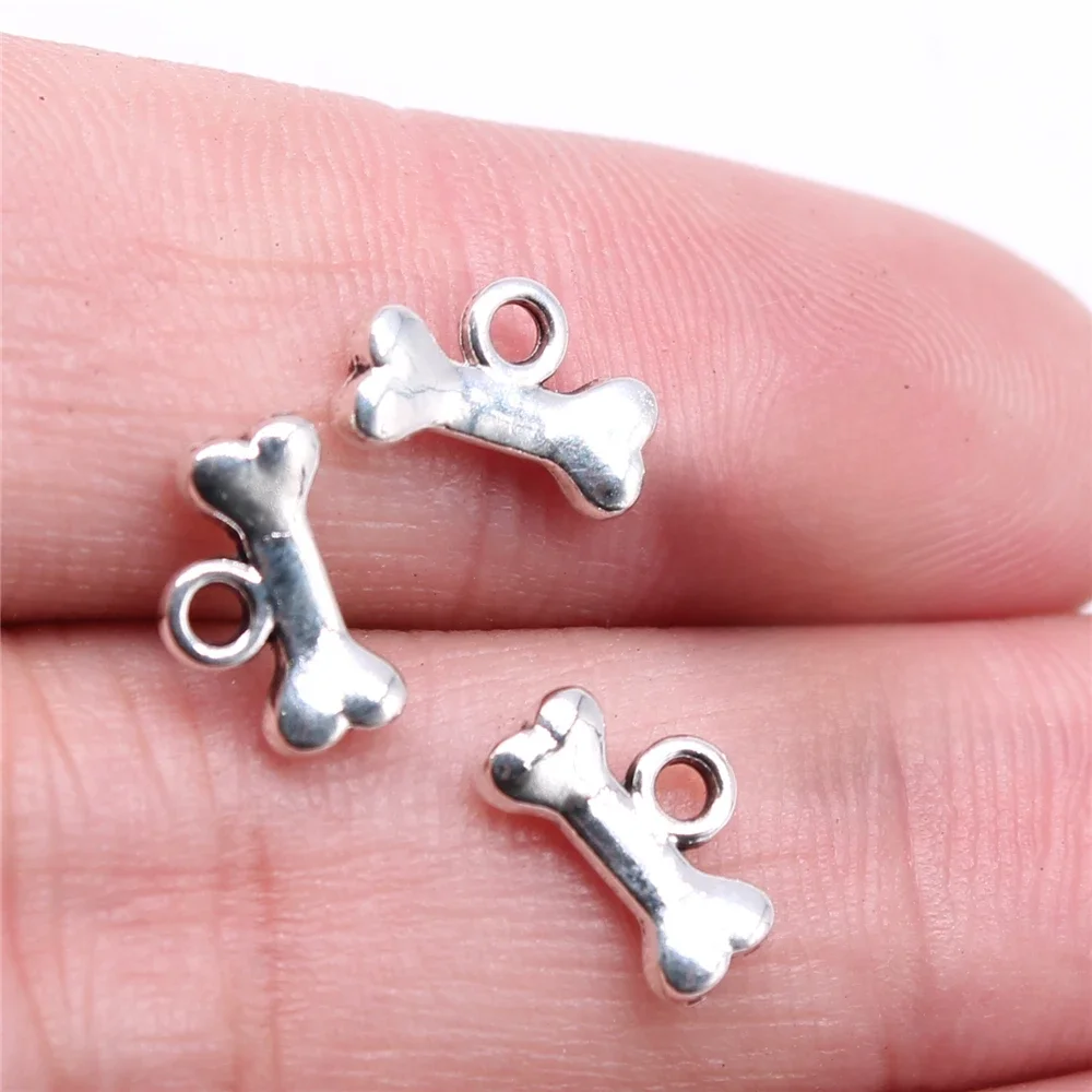 WYSIWYG 40pcs Charms 10x7mm Dog Bone Charms For Jewelry Making DIY Jewelry Findings 3 Colors Alloy