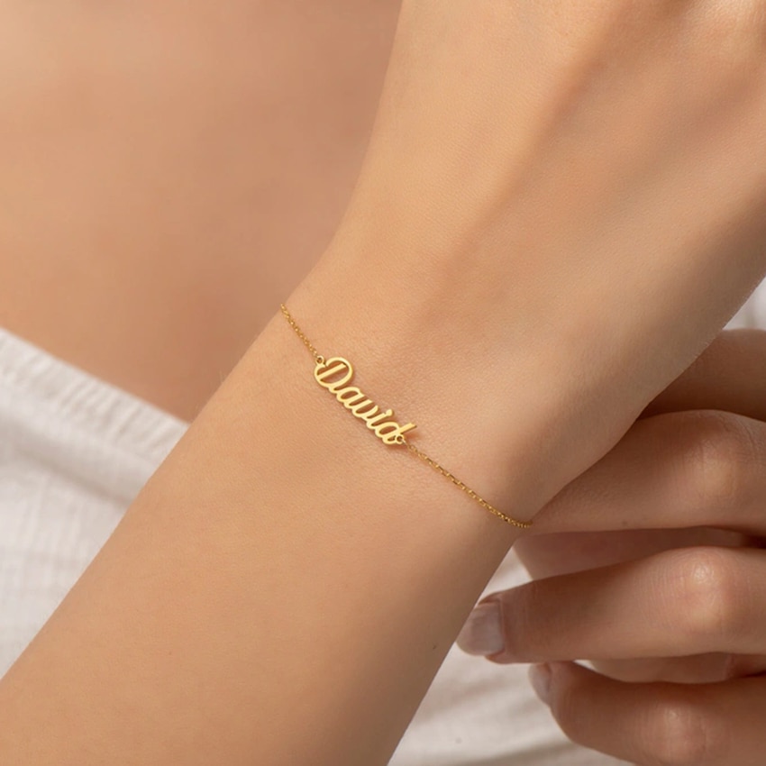 Customized Personalized Name Bracelets for Women Stainless Steel Gold Chain Charm Adjustable Bracelets Unique BFF Jewelry Gift