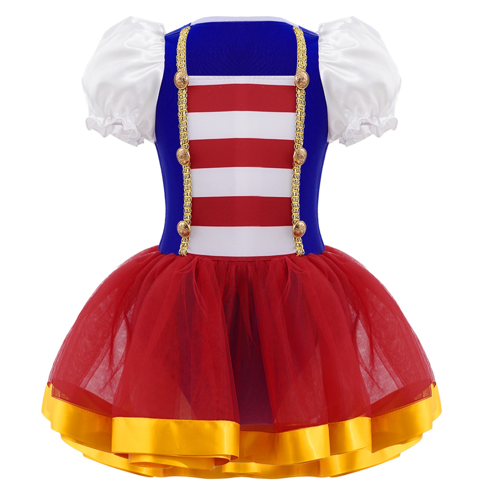 Kid Girl Circus Ringmaster Costumes Halloween Cosplay Costume Short Puff Sleeves Mesh Tutu Dress Toddler Ballet Leotard Jumpsuit