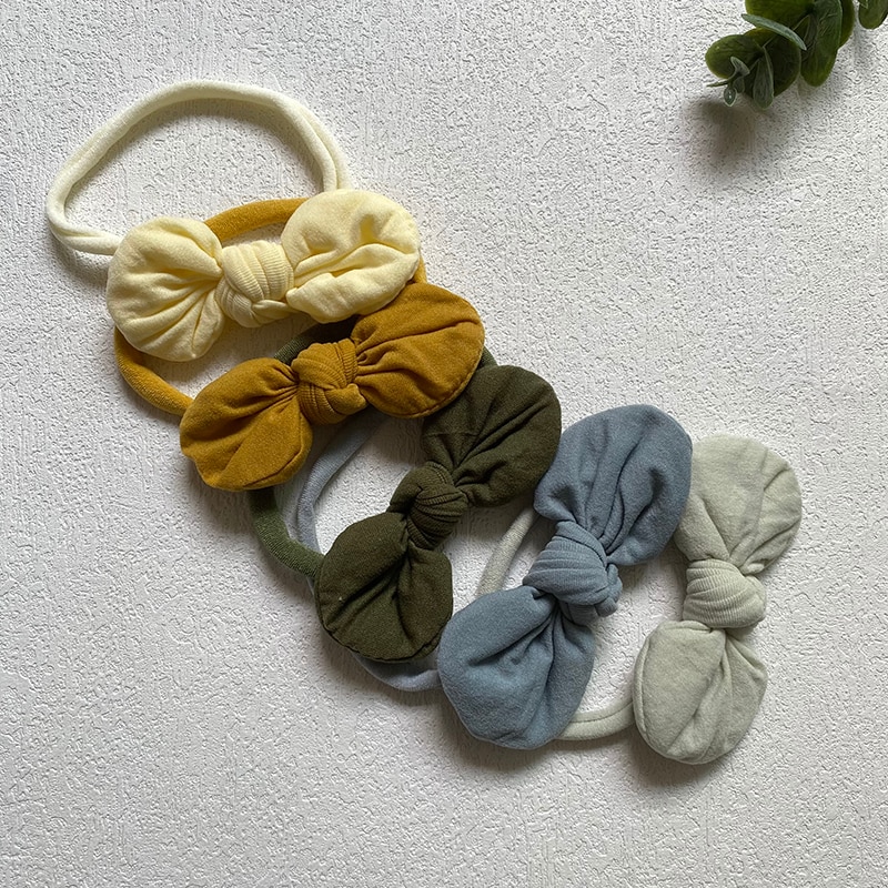 5Pcs/Set Baby Bow Headband Newborn Girls Head Band For Children Nylon Hairband Elastic Headbands Cute Hair Accessories Soft