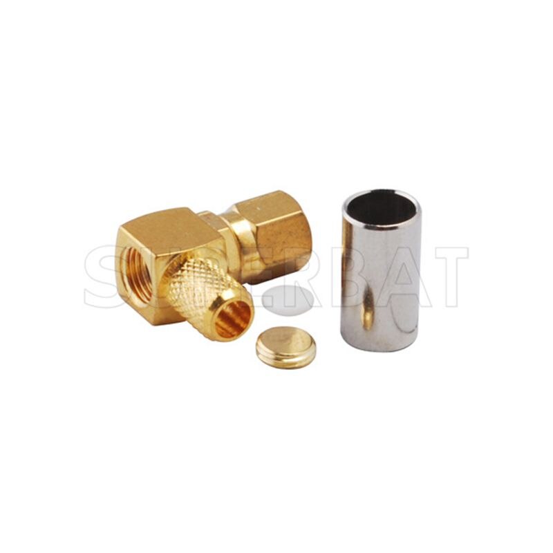 Superbat 10pcs SMC Crimp Male Right Angle Coaxial Connector for Cable RG58,RG400,RG142,LMR195