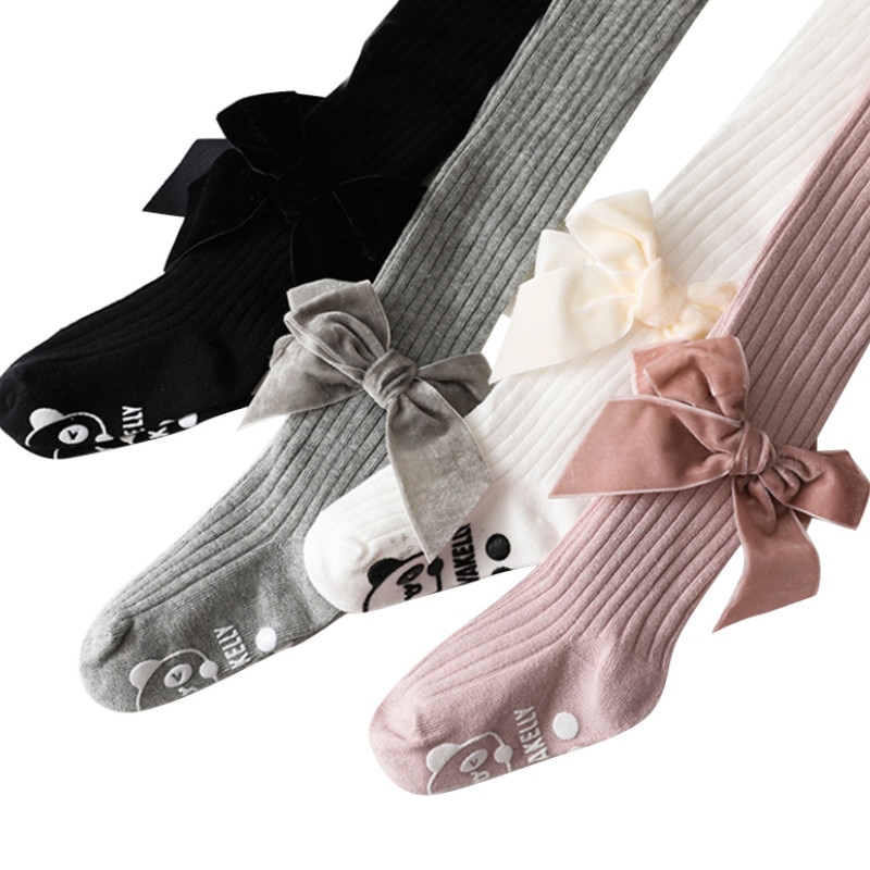 Baby Girls Pantyhose with Bow Decoration, Cartoon Animal Pattern Cotton Clothing Accessories Tights Autumn Winter