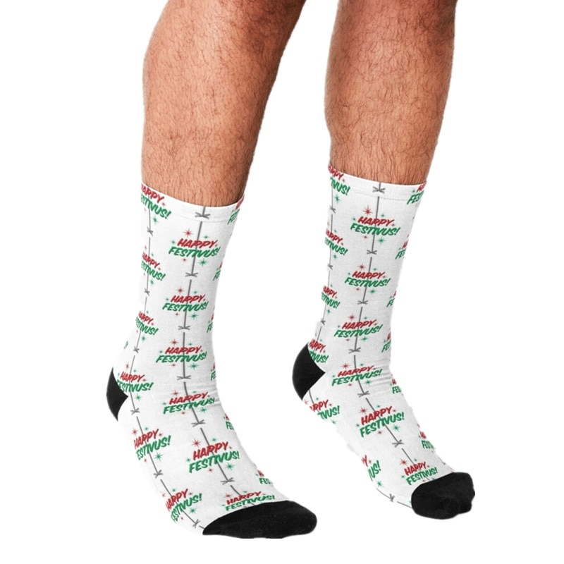Funny Men socks Happy Festivus to all Printed hip hop Men Happy Socks cute boys street style Crazy novelty Socks for men