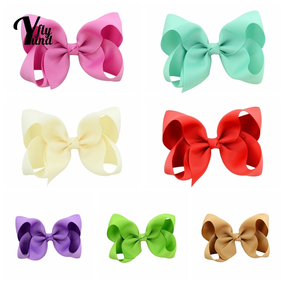 Yundfly 10pcs/lot Fashion Handmade Bowknot Infant Hairpins Solid Color Grosgrain Ribbon Bows Baby Hair Clips Children Headwear