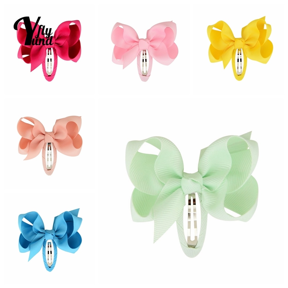 Yundfly 10pcs/lot Toddler Solid Color Grosgrain Ribbon Bows BB Clips Cute Princess Bangs Hairpins Sweet Kids Hair Accessories