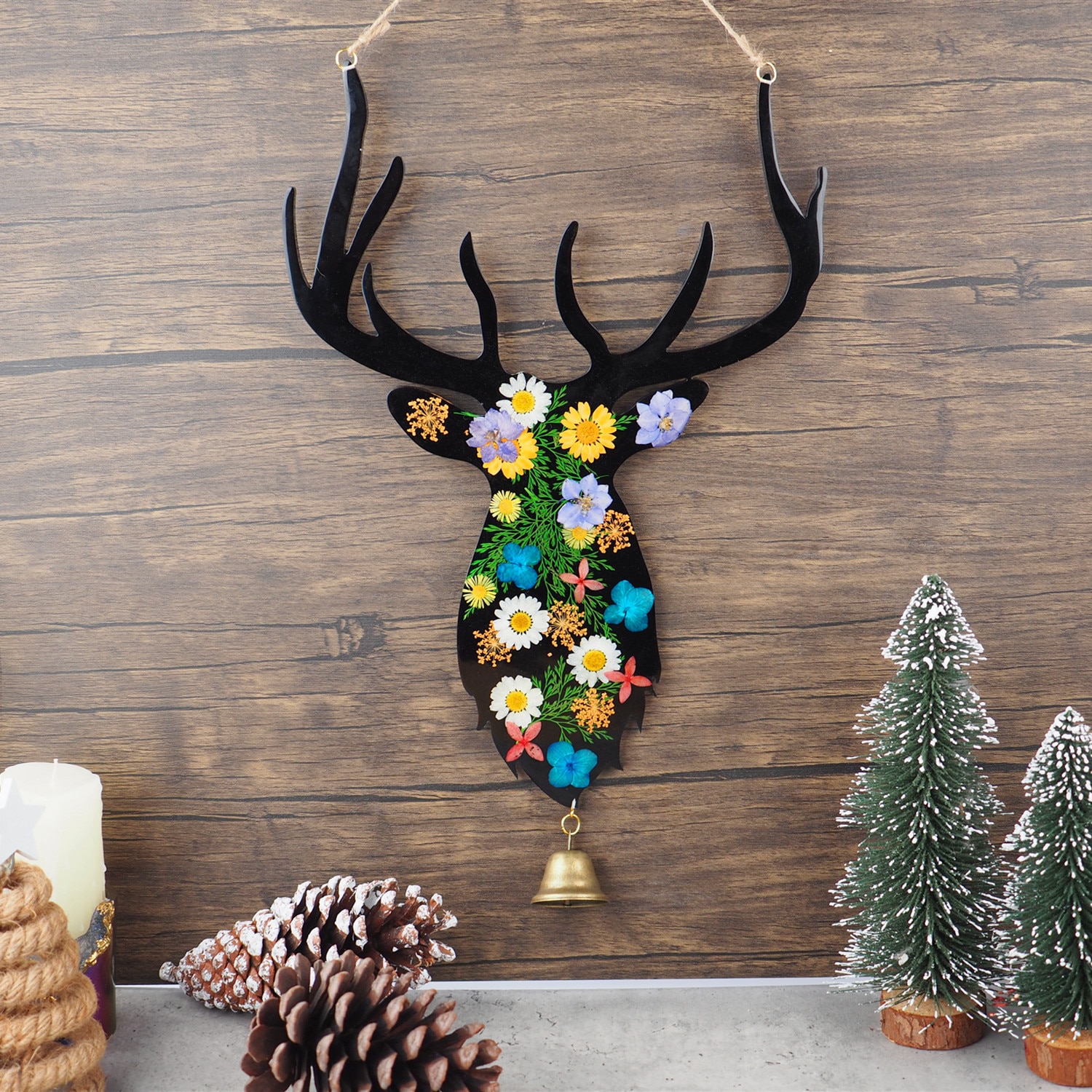 Christmas DIY Epoxy Resin Mold Deer Head Small Antlers House Tray Wall Decoration Mirror Silicone Mold
