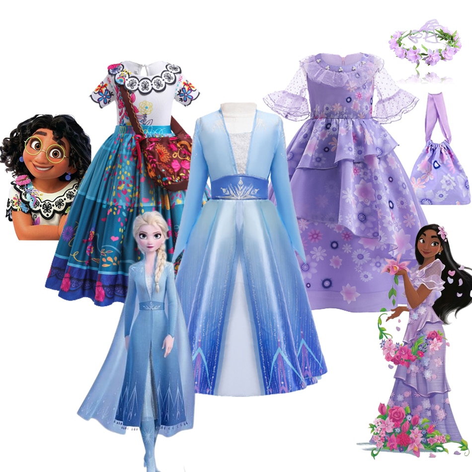 Disney Disfraz Encanto Mirabel Role Play Costume Girl's Frozen Elsa Princess Dresses Carnival Birthday Party Halloween Vest